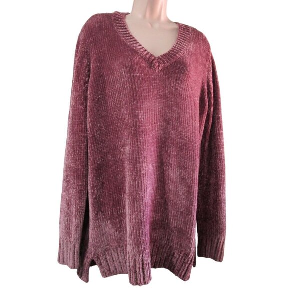 Orvis Sweaters - Orvis Chenille Tunic Style Sweater New With Tags Ladies XL Mauve Rib Knit Cuffs,